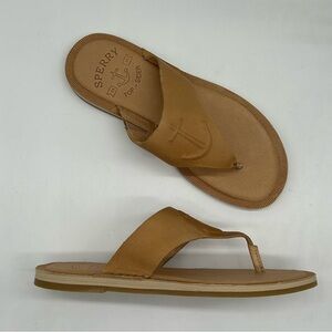 SPERRY Women's Seaport Thong Sandals in medium beige leather size 5M NEW